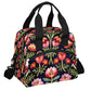 Red Flower Floral Insulated Lunch Bag for Women Girl Reusable Lunch Tote Box With Shoulder Strap Lightweight Thermal Cooler Meal Prep Bag for Work School Office Picnic (A05:flower)