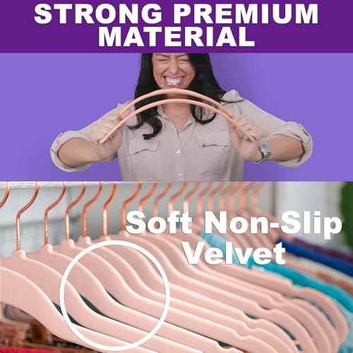 Blush Pink Velvet Hangers 100 Pack Non Slip Heavy Duty Rose Gold Hook (100 Count)