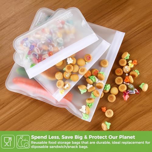 12 Pack Dishwasher Safe Reusable Food Storage Bags