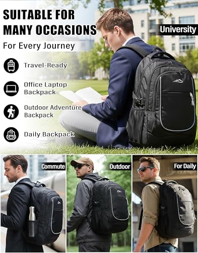 Backpack Bookbag for College Sturdy Travel Business Hiking Fit Laptop Up to 15.6 Inch Multi Compartment Gifts for Men Women Night Light Reflective