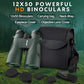 12x50 Binoculars for Adults High Powered for Bird Watching Green