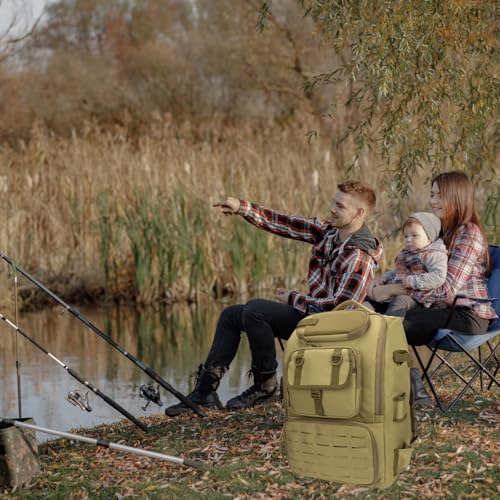 Fishing Backpack with Rod Holders 4 Tackle Boxes