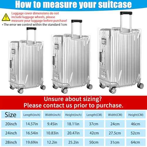3 Pieces Clear PVC Suitcase Cover Tough Protector