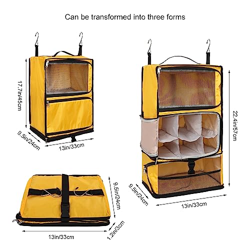 Travel Portable Hanging Shelves Closet Organizer Packing Luggage Storage with Multifunctional and Foldable Invisible Compartment