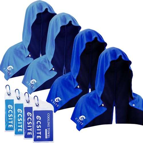 4 Pack Cooling Hoodie Towels for Neck and Face (4 Count)
