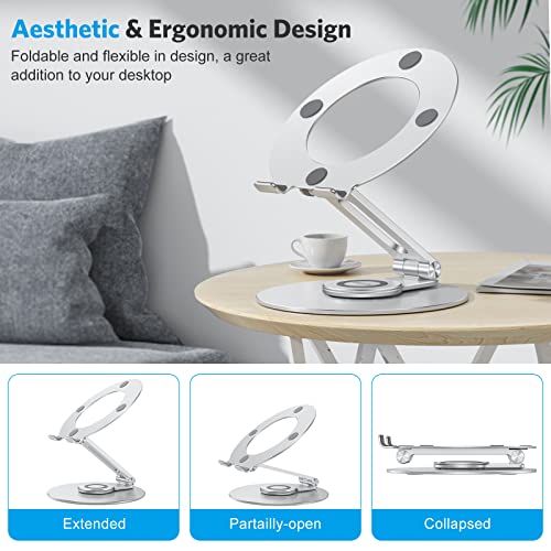 Adjustable Laptop Stand for Desk 360° Rotating Base up to 17" Silver