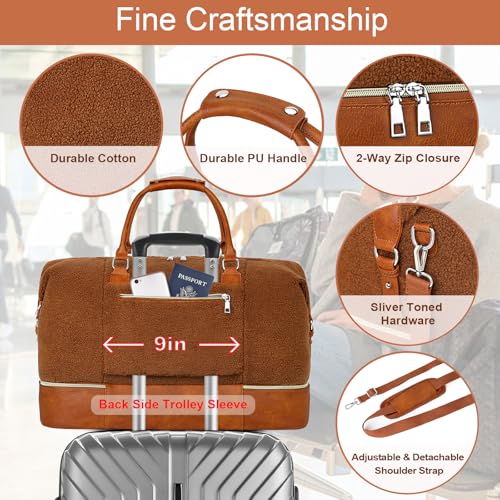 Weekender Bag for Women 21.5" Travel Duffel Large Carry On Bag 3PCS (3 Count)