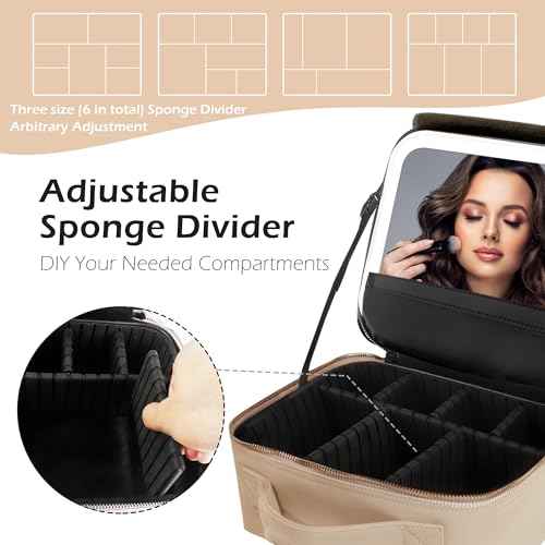 Travel Makeup Bag Cosmetic Bag Makeup Organizer Bag with Lighted Mirror