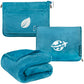 Compact 2-in-1 Travel Blanket Pillow for Airplane Flight, Teal Blue