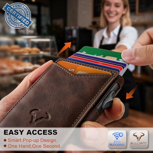 Men Slim Magnetic Leather Wallet Metal Case Money Clip 9 Cards