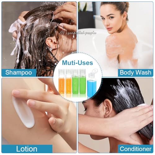 Travel Bottles for Toiletries Plastic Squeeze Bottles 5pcs 2 oz TSA Approved Travel Size Containers Refillable Cosmetic Containers Kit Leak proof Shampoo Conditioner Travel Essentials (5 Count)