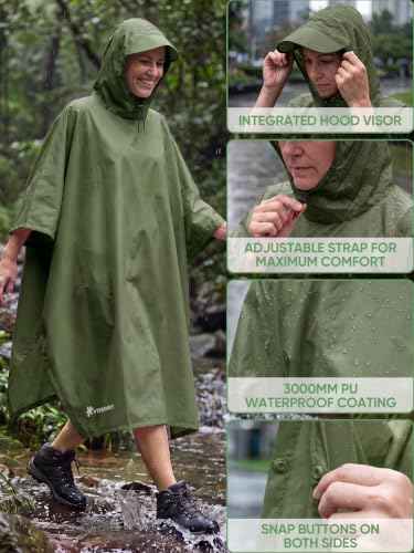 Hooded Rain Poncho for Adults