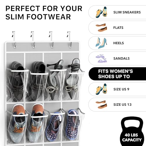 24 Pockets Clear Over the Door Shoe Organizer