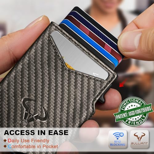 Men Slim Leather Wallet Metal Case Money Clip