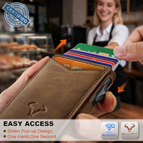 Men Slim Magnetic Leather Wallet Metal Case Money Clip 9 Cards