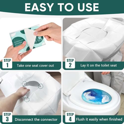 60 Pcs Disposable Flushable Paper Toilet Seat Covers Travel Supplies Essentials for Airplane