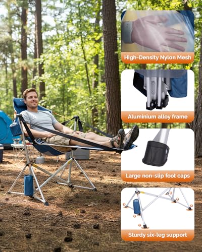 Hammock Camping Chair with Footrest & Breathable Mesh Back 400 lbs