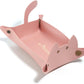 Cute Cat Shaped Leather Valet Tray,Cat Dice Tray,Premium Catchall Jewelry Tray, Folding Portable Travel Organizer,Decorative Desk Organizer for RPG Game Players, (Pink)