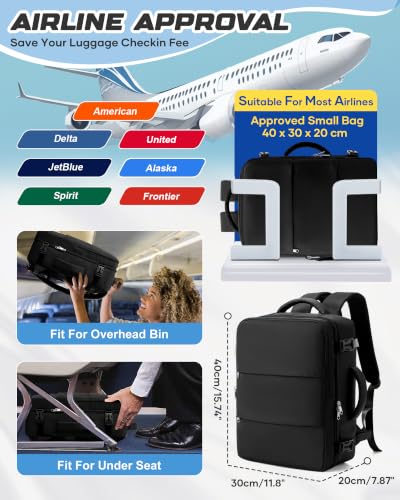 Travel Backpack for Women Men with Compression Vacuum Storage Bag & Electric Pump