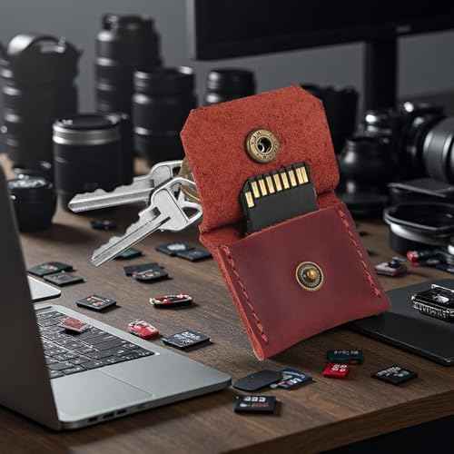 Genuine Leather SD Card Holder Keychain