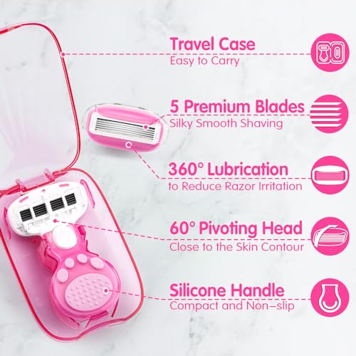 Travel Razors for Women Include 1 Handle 2 Cartridges