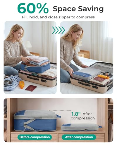 6 Set Compression Packing Cubes for Travel (6 Count)