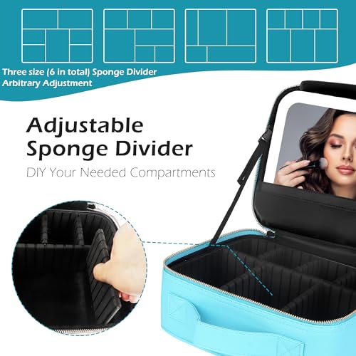 Travel Makeup Bag Cosmetic Bag with Lighted Mirror