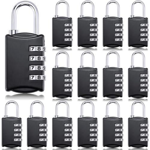 15 Pcs 4 Digit Combination Locks Small Combo Number Locks Bulk (15 Count)