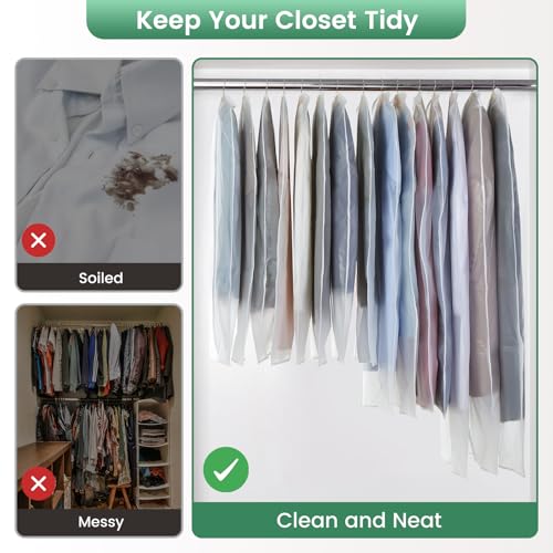 Translucent Garment Bags for Hanging Clothes (15 Count)