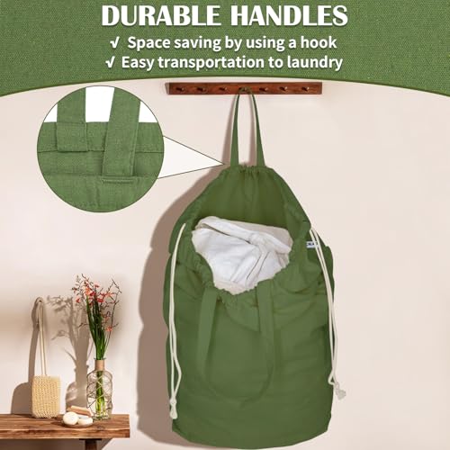 Canvas Laundry Bags with Handles & Square Base 13.8"Wx13.8"Dx27.6"H