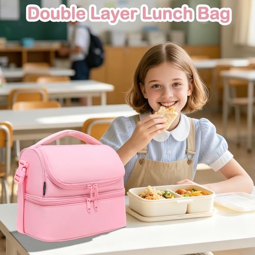 Double Decker Cooler Insulated Lunch Bag Large Tote for Boys