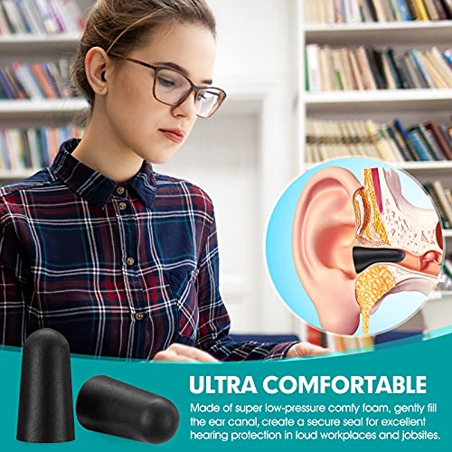 200 Pair Earplugs for Noise Cancelling Ultra Soft Foam Ear Plugs for Sleeping Noise Blocking Earplugs for Study Work Black Color (200 Count)