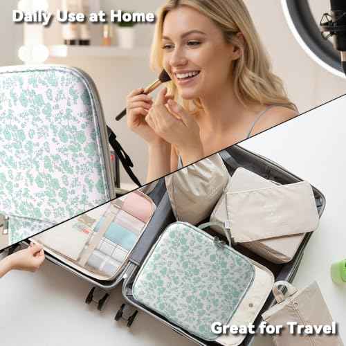 Travel Makeup Bag with LED Mirror Toiletry Bag for women with 10x magnifying glass