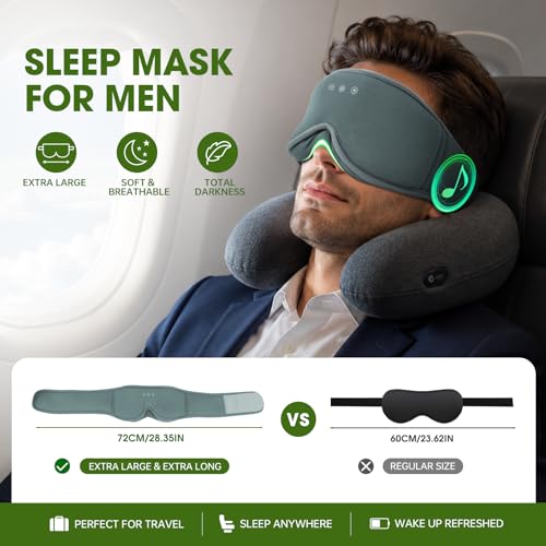 Bamboo Cotton Large Sleep Mask with Bluetooth Wireless Headphones
