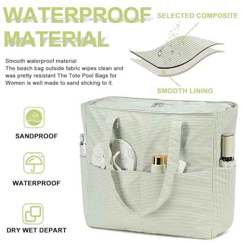 Waterproof Beach Tote Pool Bags for Women Ladies Extra Large Gym Tote Carry On Bag With Wet Compartment for Weekender Travel