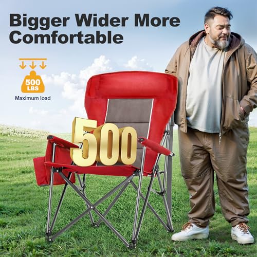 Oversized High Back Camping Chairs Heavy Duty Lawn Chair 500LBS (2 Count)