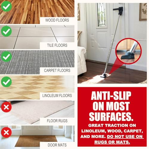 3-in-1 Door Security Bar, Security Door Stoppers & Door Barricade – Heavy Duty Adjustable Iron Security Lock Bar for Home Defense, Apartment & Travel Safety (1 Pack - Chrome)