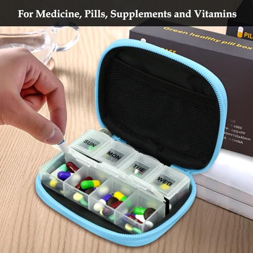 Weekly Travel Pill Organizer Pill Case for Purse with Removable 7 Day Pill Box