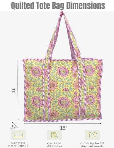 100% Cotton Quilted Tote Bag For Women