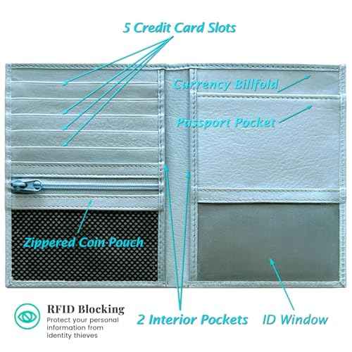 Deluxe Personalized Monogrammed Chambray RFID Leather Passport Wallet