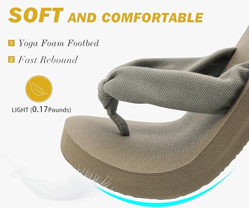 Flip Flops for Women Arch Support Summer Beach Sandals Camel Size 12
