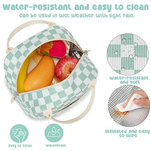 Lunch Bag for Women Men Cute Corduroy Lunch Tote Bags Reusable Insulated Lunch Box Large Capacity Reusable Insulated Cooler for Work Picnic or Travel
