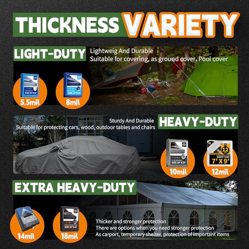 10x14 Feet Tarps Heavy Duty Waterproof