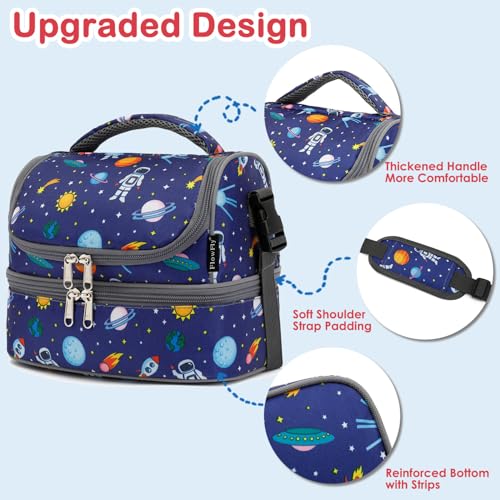 Kids Double Decker Cooler Insulated Lunch Bag Large Tote for Boys