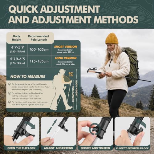 Folding Trekking Poles 7075 Aluminum Lightweight for Travel (2 Count)