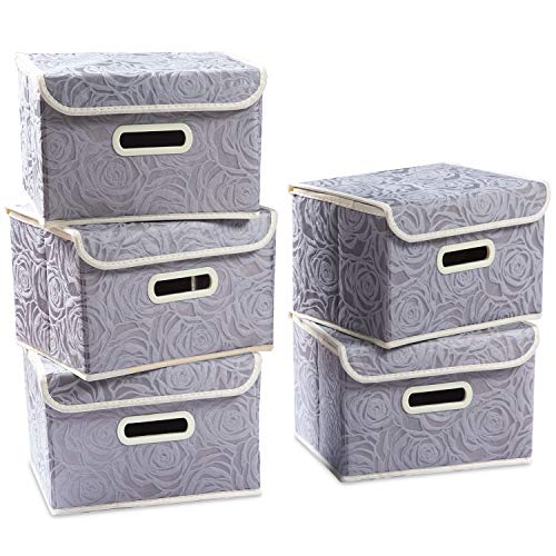 Stackable Storage Boxes with Lids [5 (5 Count)