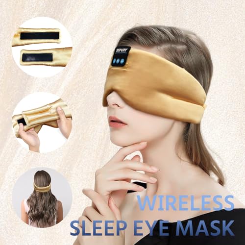 Sleep Mask Bluetooth 5.4 Headphones Soft Wireless Headband Eye Mask Blackout with Microphone