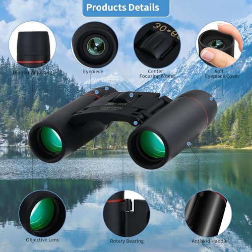 Compact 30x60 Binoculars for Adults and Kids