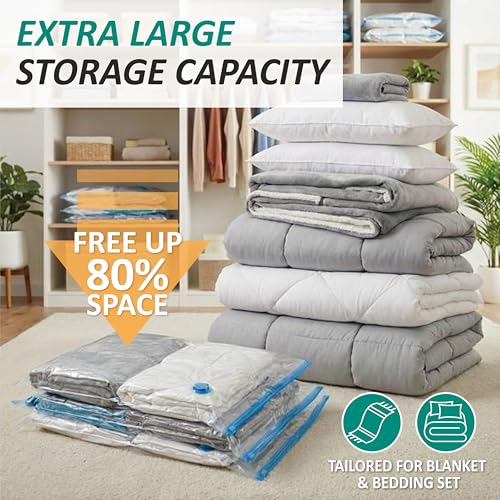 12 Jumbo Vacuum Storage Bags for Blankets & Bedding