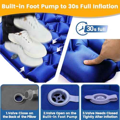 4 Inch Camping Sleeping Pad with Foot Pump and Pillow